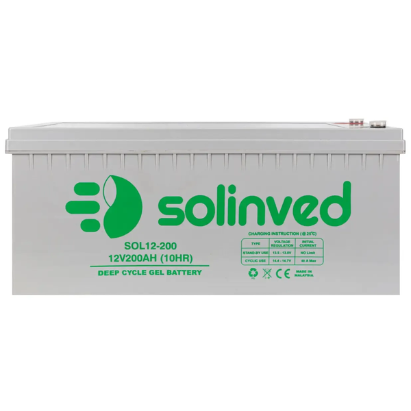 Гелевий акумулятор Solinved 200 Ah 12V для ДБЖ, котлів, інверторів Solinved_200Ah_12V фото